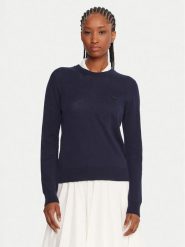 Lacoste Sweter AF4145 Granatowy Regular Fit. Niebieskie swetry klasyczne damskie Lacoste, z bawełny, bez kołnierzyka. Za 599.99 zł.