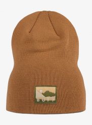 Czapka zimowa Buff Lilon Long - peanut. Brązowe czapki damskie Buff, na zimę, z aplikacjami, z dzianiny. Za 83.99 zł.