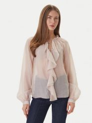 Guess Bluzka W6GH28 W1844 Beżowy Regular Fit. Brązowe bluzki damskie Guess, xl, z aplikacjami, z lyocellu, bez kołnierzyka, bez ramiączek. Za 519.99 zł.