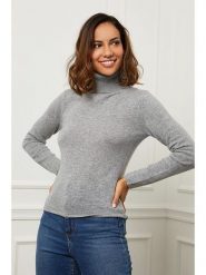 Soft Cashmere Kaszmirowy golf w kolorze szarym rozmiar: 38. Szare golfy damskie Soft Cashmere, bez wzorów, z kaszmiru, bez ramiączek. Za 347.99 zł.