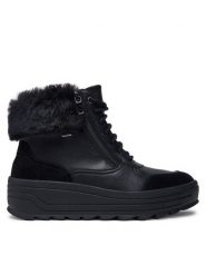 Geox Botki D46WNB 0FE22 C9999 Czarny. Czarne botki damskie Geox, ze skóry, bez obcasa, na płaskiej podeszwie, bez zapięcia. Za 379.99 zł.