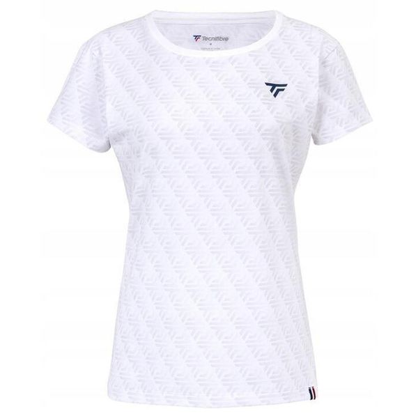 Koszulka tenisowa damska Tecnifibre Graphic Stretch. Białe koszulki damskie TECNIFIBRE, bez wzorów, bez kołnierzyka, bez ramiączek. Za 169.00 zł.