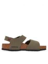 Birkenstock Sandały New York Kids 1029747 S Zielony. Zielone sandały chłopięce Birkenstock, ze skóry, bez zapięcia. Za 189.99 zł.