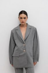 Wełniana marynarka w kolorze SZARYM -CADIZ-S/M. Szare marynarki i żakiety damskie Marsala, m, bez wzorów, z acetatu, eleganckie. W wyprzedaży za 439.96 zł.