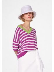 Rodier Koszulka w kolorze biało-fioletowym rozmiar: M. Białe koszulki damskie Rodier, m, bez wzorów, bez kołnierzyka, bez ramiączek. Za 157.35 zł.