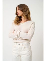 AUTHENTIC CASHMERE Kaszmirowy sweter w kolorze kremowym rozmiar: XL. Brązowe swetry klasyczne damskie AUTHENTIC CASHMERE, xl, z kaszmiru, bez kołnierzyka. Za 369.99 zł.