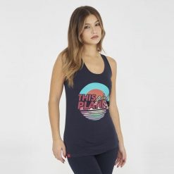 Top na siłownię damski FEPLA niebieski. Niebieskie obuwie sportowe damskie LEGEA, z bawełny, bez zapięcia, na fitness i siłownię. Za 43.00 zł.