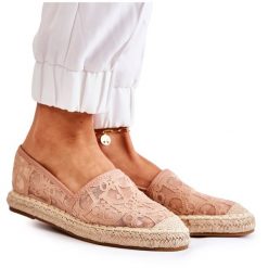 S.Barski Klasyczne Damskie Espadryle Ażurowe Nude Catris beżowy. Brązowe espadryle damskie z aplikacjami, bez obcasa. Za 125.58 zł.