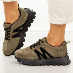 Khaki skórzane sneakersy damskie Vinceza 41520. Brązowe obuwie sportowe damskie VINCEZA, na jesień, z dzianiny, bez zapięcia, trekkingowe. W wyprzedaży za 227.92 zł.