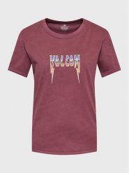 Volcom T-Shirt Truly Ringer B3512307 Bordowy Regular Fit. Czerwone t-shirty damskie Volcom, l, bez wzorów, z bawełny, bez kołnierzyka. Za 139.99 zł.