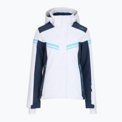 Kurtka narciarska damska CMP 35W0196 Zip Hood. Białe kurtki sportowe damskie CMP, na zimę, bez wzorów, bez kaptura. Za 769.99 zł.