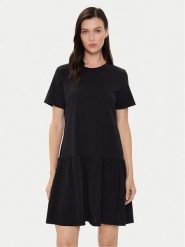United Colors Of Benetton Sukienka codzienna 3U53DV01H Czarny Relaxed Fit. Czarne sukienki damskie United Colors Of Benetton, bez wzorów, z bawełny, bez ramiączek. Za 69.99 zł.