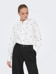 JDY Bluzka "Nelly" w kolorze białym rozmiar: S. Białe bluzki damskie JDY, s, bez wzorów, z bawełny, bez kołnierzyka, bez ramiączek. Za 114.71 zł.