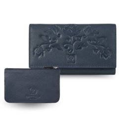Portfel damski skórzany z kwiatowym wzorem T-45-DB etui na klucze T-51-NDB zestaw prezentowy Paolo Peruzzi ZUP-119-DB. Niebieskie portfele damskie PAOLO PERUZZI, bez wzorów, ze skóry. Za 109.99 zł.