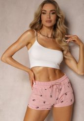 Różowe Casualowe Szorty z Bawełny High Waist Wykończone w Pasie Gumką Uantia. Czerwone szorty damskie Renee, bez wzorów, z bawełny, z podwyższonym stanem. Za 34.99 zł.