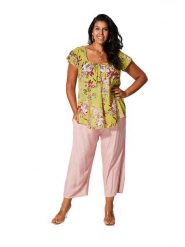 Aller Simplement Bluzka w kolorze jasnozielono-różowym rozmiar: 54-58. Zielone bluzki damskie Aller Simplement, bez wzorów, z bawełny, bez kołnierzyka, bez ramiączek. Za 56.99 zł.