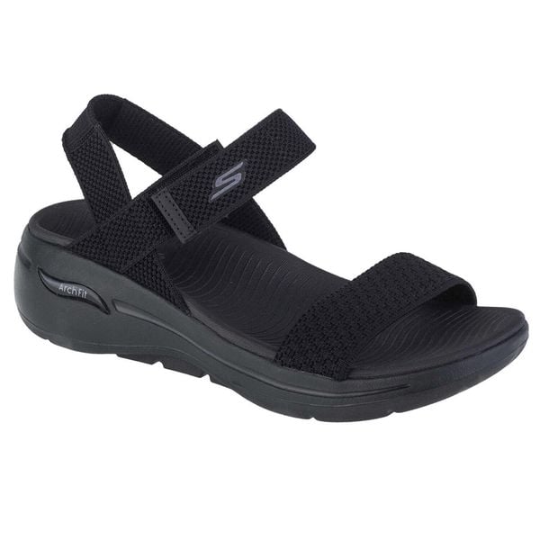 Sandały damskie, Go Walk Arch Fit Sandal - Polished. Czarne sandały damskie Skechers, bez wzorów, bez obcasa, bez zapięcia. Za 279.99 zł.