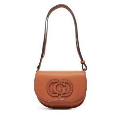 Torebka Guess. Brązowe listonoszki damskie Guess, z aplikacjami, bez dodatków. Za 379.99 zł.