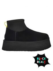 UGG Skórzane botki "Classic Mini Dipper" w kolorze czarnym rozmiar: 38. Czarne botki damskie Ugg, ze skóry, bez obcasa, na platformie, bez zapięcia. Za 790.33 zł.