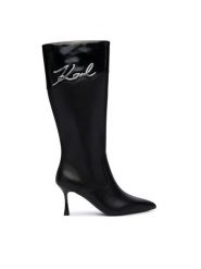 KARL LAGERFELD Kozaki KL32775 Czarny. Czarne kozaki damskie KARL LAGERFELD, ze skóry, bez obcasa, na szpilce, bez zapięcia. Za 1,169.00 zł.