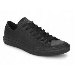 Buty na co dzień trampki unisex CONVERSE ALL STAR niskie skóra. Czarne trampki damskie Converse, bez wzorów, ze skóry, bez zapięcia. Za 349.00 zł.