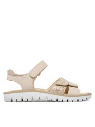 Primigi Sandały 1389022 D Beżowy. Brązowe sandały dziewczęce Primigi, ze skóry, bez obcasa, bez zapięcia. Za 249.99 zł.