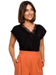 Stylove Bluzka w kolorze czarnym rozmiar: S. Czarne bluzki damskie Stylove, s, bez wzorów, z koronki, bez kołnierzyka, bez ramiączek. Za 169.95 zł.