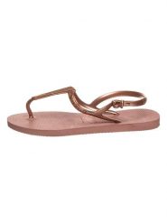 Havaianas Sandały w kolorze jasnobrązowym rozmiar: 37/38. Brązowe sandały damskie Havaianas, bez wzorów, z otwartym noskiem, bez obcasa, bez zapięcia. Za 32.75 zł.