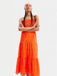 Desigual Sukienka letnia Malver 24SWVW12 Pomarańczowy Regular Fit. Brązowe sukienki damskie Desigual, bez wzorów, z bawełny, bez ramiączek. Za 399.99 zł.