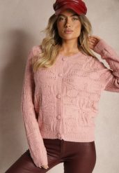 Różowy Pudełkowy Kardigan z Wełną i Wiskozą o Tłoczonym Splocie Vaitra. Czerwone kardigany damskie Renee, m, bez wzorów, z jeansu. Za 84.99 zł.
