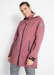 Długa kurtka outdoorowa funkcyjna z barankiem, wodoodporna. Czerwone kurtki damskie bonprix, s, bez wzorów. Za 349.99 zł.