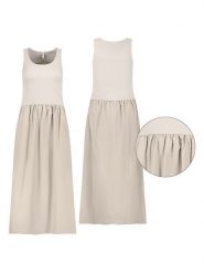 Sublevel Sukienka w kolorze beżowym rozmiar: L. Brązowe sukienki damskie Sublevel, bez wzorów, z bawełny, bez ramiączek. Za 113.99 zł.