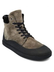 Groundies Skórzane buty "Torino" w kolorze szarobrązowym do chodzenia na boso rozmiar: 40. Brązowe botki damskie Groundies, z nubiku, bez obcasa, bez zapięcia. Za 339.99 zł.