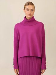 APART Golf w kolorze fioletowym rozmiar: 36/38. Różowe golfy damskie Apart, bez wzorów, z kaszmiru, bez ramiączek. Za 187.52 zł.