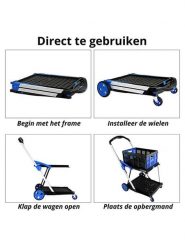 Designnest Wózek w kolorze czarno-niebieskim na zakupy - 53 x 70 x 63 cm rozmiar: onesize. Czarne shopper bag Designnest, bez wzorów, z materiału, bez dodatków. Za 608.99 zł.