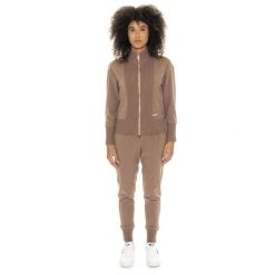 Bluza zimowa Leone 1947 Warm Touch Damen,Reißverschluss und Strickeinsätzen. Brązowe bluzy damskie LEONE 1947 APPAREL, na zimę, bez wzorów, z elastanu, bez kaptura. W wyprzedaży za 169.09 zł.