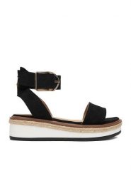 DeeZee Sandały CEO-WS091-01 Czarny. Czarne sandały damskie DeeZee, bez wzorów, z materiału, bez obcasa, na płaskiej podeszwie, bez zapięcia. Za 119.99 zł.