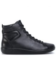 ECCO Botki Soft 2.0 20652356723 Czarny. Czarne botki damskie ECCO, ze skóry, bez obcasa, na płaskiej podeszwie, bez zapięcia. Za 499.99 zł.