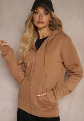 Jasnobrązowa Casualowa Rozpinana Bluza z Kapturem i Polarem Shuberta. Brązowe bluzy damskie Renee, na zimę, l, bez wzorów, z dzianiny, z kapturem. Za 54.99 zł.
