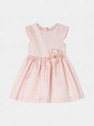 Mayoral Sukienka elegancka 3913 Pomarańczowy Regular Fit. Brązowe sukienki dziewczęce Mayoral, bez wzorów, ze lnu, bez ramiączek. Za 239.99 zł.