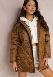 Brązowa Kurtka Dianoreia. Brązowe kurtki damskie Renee, l, z aplikacjami, z materiału. Za 159.99 zł.