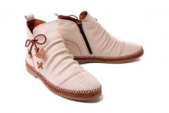 MANITU 990053-81 offwhite, botki damskie. Brązowe botki damskie Manitu, na zimę, ze skóry, bez obcasa, bez zapięcia. Za 324.90 zł.