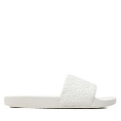 Klapki Calvin Klein. Białe klapki damskie Calvin Klein, bez wzorów, bez obcasa, bez zapięcia. Za 189.99 zł.