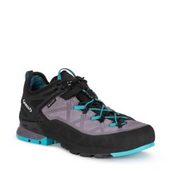 Buty sportowe trekkingowe damskie Aku Rock Gore-tex skóra wytrzymałe. Czarne obuwie sportowe damskie Aku, z gore-texu, bez zapięcia, trekkingowe. Za 499.00 zł.