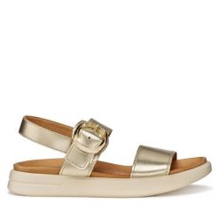 Sandały Geox. Żółte sandały damskie Geox, bez wzorów, bez obcasa, na płaskiej podeszwie, bez zapięcia. Za 459.99 zł.