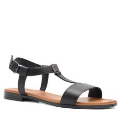 Sandały Lasocki. Czarne sandały damskie Lasocki, bez wzorów, bez obcasa, na płaskiej podeszwie, bez zapięcia. Za 109.99 zł.