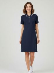 Geographical Norway Sukienka polo "Koline" w kolorze granatowym rozmiar: M. Niebieskie sukienki damskie Geographical Norway, bez wzorów, z bawełny, bez ramiączek. Za 124.95 zł.