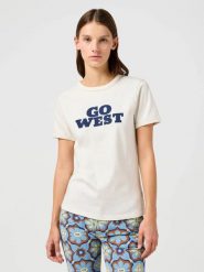 DAMSKA KOSZULKA WRANGLER TEE VINTAGE WHITE 112362572. Białe bluzki damskie Wrangler, s, bez wzorów, vintage, bez kołnierzyka, bez ramiączek. Za 79.99 zł.