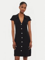 Morgan Sukienka dzianinowa 242-RMSIX Czarny Slim Fit. Czarne sukienki damskie Morgan, bez wzorów, z dzianiny, bez ramiączek. Za 209.99 zł.