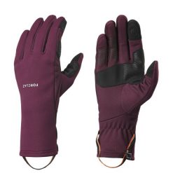 Rękawice trekkingowe dla dorosłych Forclaz MT500 dotykowe stretch. Czarne rękawiczki damskie FORCLAZ, bez wzorów, z elastanu. Za 69.99 zł.